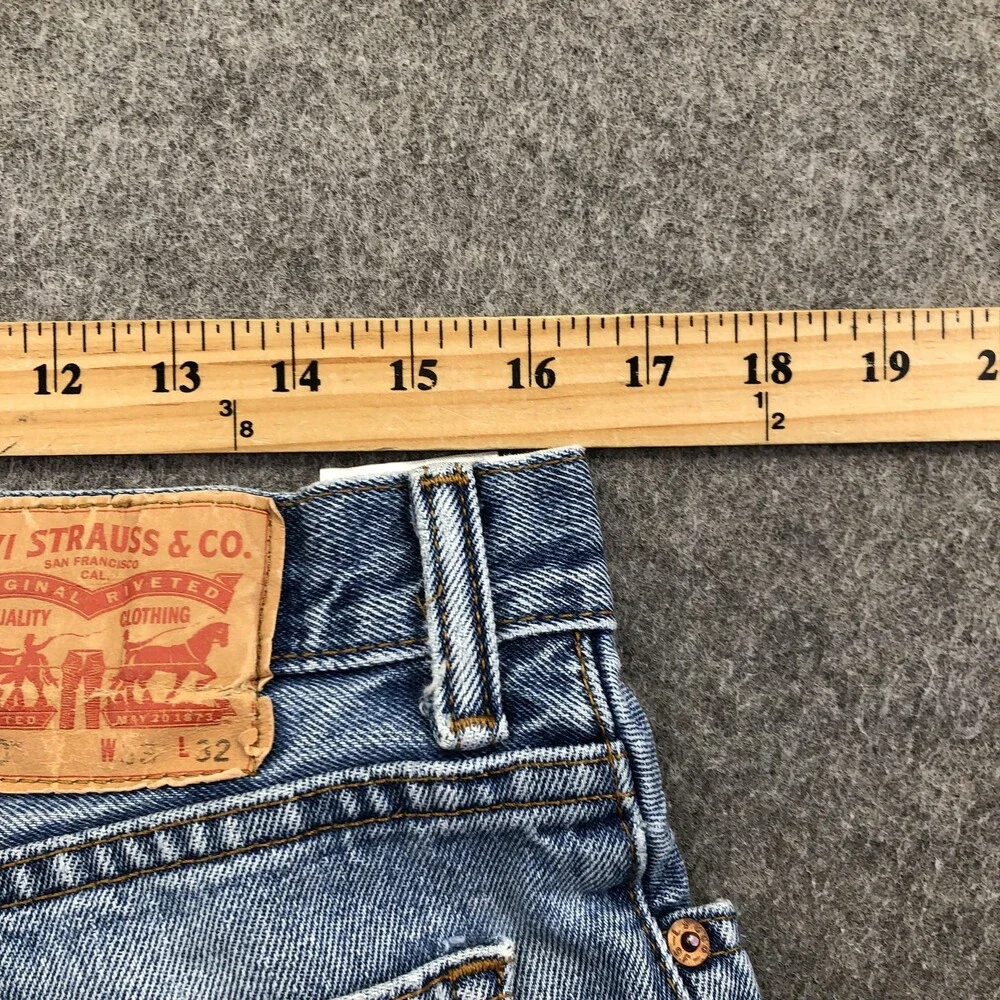 Levis 560 Jeans Mens 33x32 Blue Light Wash Relaxed Straight Denim Distressed